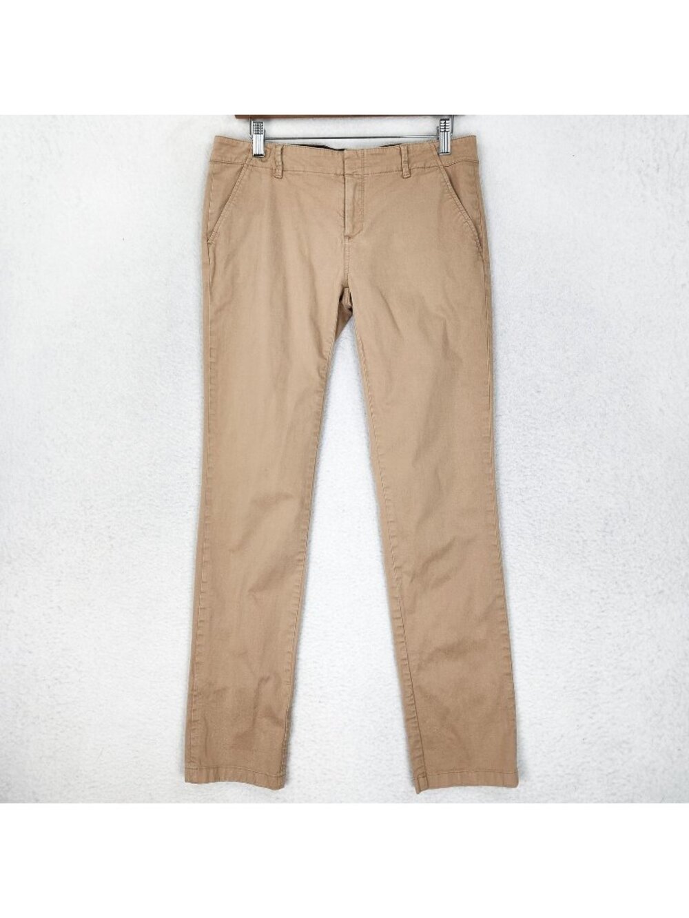 Massimo Dutti Pants Womens 6 Beige Twill Casual Fit Chino Straight Leg Stretch